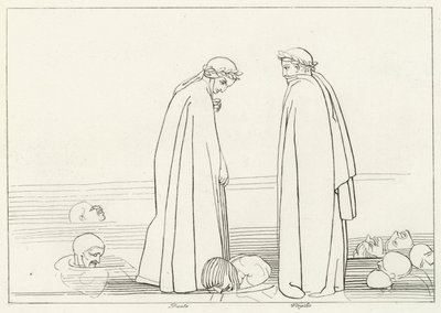 The Frozen Lake, Inferno, Canto 32 (kaiverrus) tekijältä John (after) Flaxman
