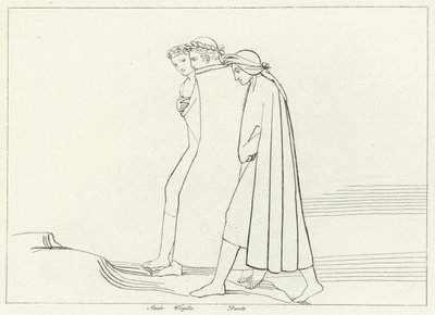 Statiuksen tapaaminen, Kiirastule, Canto 21 (kaiverrus) tekijältä John (after) Flaxman