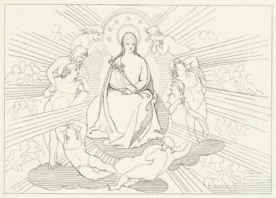 Neitsyt Maria, Paratiisi, Canto 31 (kaiverrus) tekijältä John (after) Flaxman