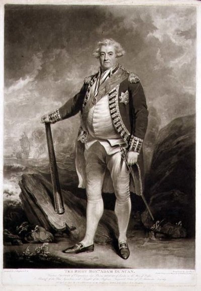 Adamin, varakreivi Duncanin (1731-1804) muotokuva Blue Squadronin amiraalista, kaiverrus James Ward (1769-1859) 1798 (mezzotint-kaiverrus) tekijältä John (after) Hoppner