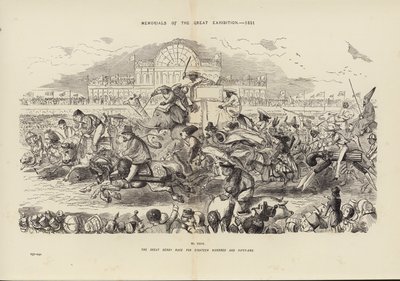 Muistomerkit suuresta näyttelystä 1851, The Great Derby Race for 180051 (kaiverrus) tekijältä John (after) Leech