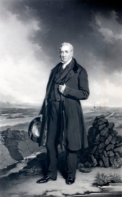 George Stephenson, englantilainen insinööri ja rautateiden pioneeri (litho) tekijältä John (after) Lucas