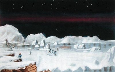 Ensimmäinen viestintä Boothia Felixin alkuperäisasukkaiden kanssa, Sir John Rossin (1777-1856) kirjoituksesta "Kertomus toisesta matkasta luoteisväylää etsimään" (litografia) tekijältä John (after) Ross