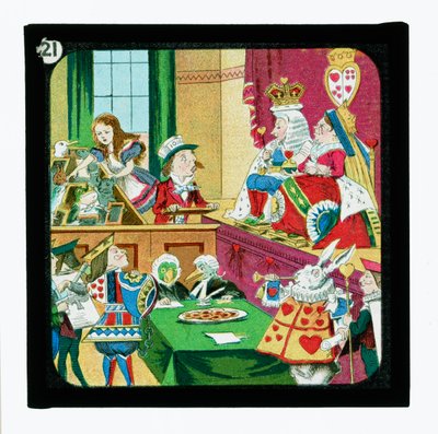 Liisa Ihmemaassa, värilliset lyhtydiat (lyhtyliukumäki) tekijältä John (after) Tenniel