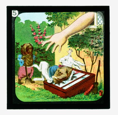 Liisa Ihmemaassa, värilliset lyhtydiat (lyhtyliukumäki) tekijältä John (after) Tenniel
