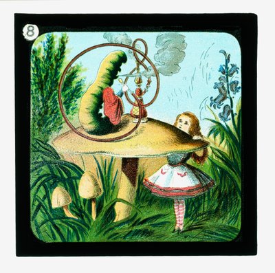Liisa Ihmemaassa, värilliset lyhtydiat (lyhtyliukumäki) tekijältä John (after) Tenniel