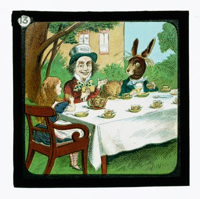 Liisa Ihmemaassa, värilliset lyhtydiat (lyhtyliukumäki) tekijältä John (after) Tenniel