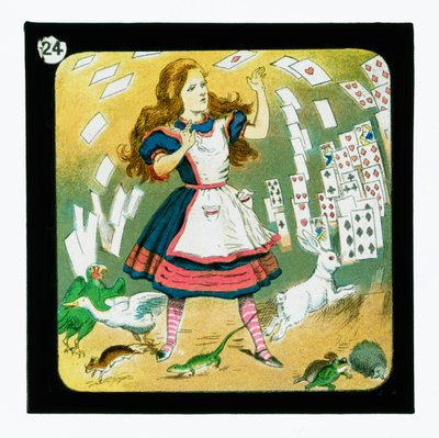 Liisa Ihmemaassa, värilliset lyhtydiat (lyhtyliukumäki) tekijältä John (after) Tenniel