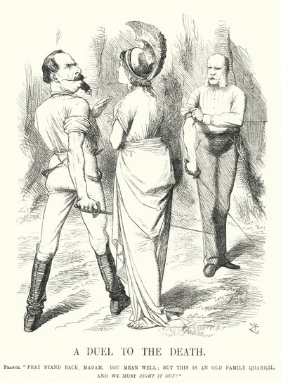 Punch-sarjakuva: Duel to the Death - Ranskan ja Preussin sota (kaiverrus) tekijältä John (after) Tenniel