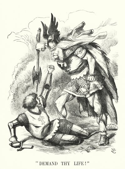 Punch sarjakuva: Vaadi henkesi! - Ranskan tappio Ranskan ja Preussin sodassa (kaiverrus) tekijältä John (after) Tenniel