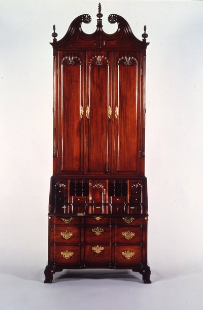 Nicholas Brown Chippendale -työpöytä ja kirjahylly, n. 1760-70 (mahonki) tekijältä John (attr. to) Goddard