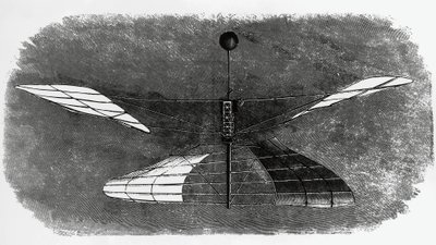 Enrico Forlanini -helikopteri (1848-1930), mustepiirustus, Italia tekijältä Walter Charles Mills