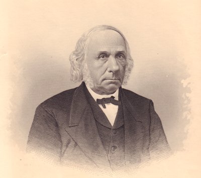 Amerikkalaisen teollisuusmiehen ja metodistipastorin Thomas T Taskerin (1799-1892) muotokuva, FE Jonesin kaiverrus ladies