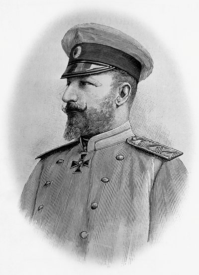 Bulgarian tsaarin Ferdinand I:n (1861-1948) muotokuva, kaiverrus tekijältä Walter Charles Mills