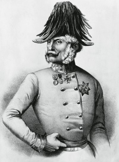 Itävaltalais-Unkarin kenraalin ja poliitikon Ferencz Gyulain (1798-1868) muotokuva, kaiverrus tekijältä Walter Charles Mills
