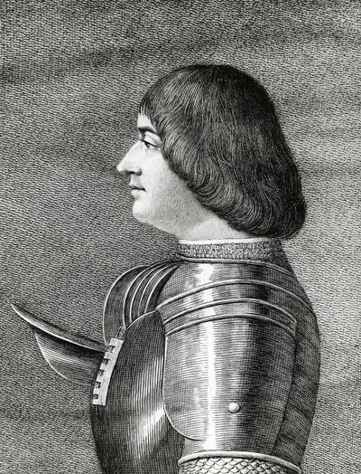 Milanon herttua Ludovico Sforzan muotokuva, Il Moro (1452-1508), kaiverrus tekijältä Walter Charles Mills
