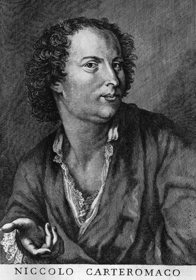 Muotokuva Niccolo Forteguerrista, joka tunnetaan myös nimellä Niccolo Carteromaco (1674-1735), italialainen runoilija, kaiverrus tekijältä Walter Charles Mills