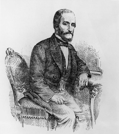 Raffaele Busacca dei Gallidoro (1810-1893), italialainen poliitikko ja taloustieteilijä, muotokuva, kaiverrus tekijältä Walter Charles Mills