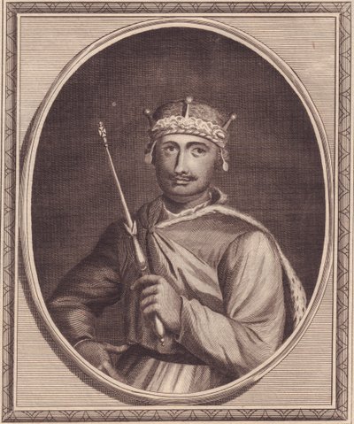 Muotokuva William II:sta Englannista (1056-1100), joka tunnetaan myös nimellä Rufus, John Goldarin (1729-1795) kuparikaiverrus tekijältä Walter Charles Mills