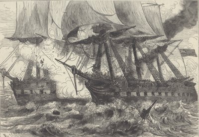 Meritaistelu (litho) tekijältä Walter Charles Mills