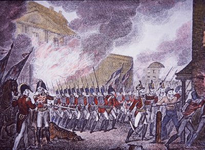 The Burning of Washington (värillinen kaiverrus) tekijältä Walter Charles Mills