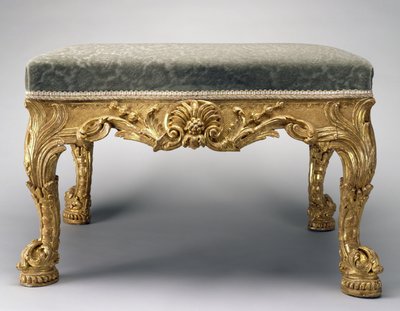 Palmuhuoneen jakkara, Spencer House, Lontoo, n. 1757 (kalkkipuu, kultaus ja verhoilu) tekijältä John (attr.to) Vardy