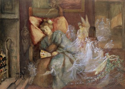 Huonekalut ja erilaiset esineet 1100- ja 1300-luvuilta tekijältä John Anster Fitzgerald