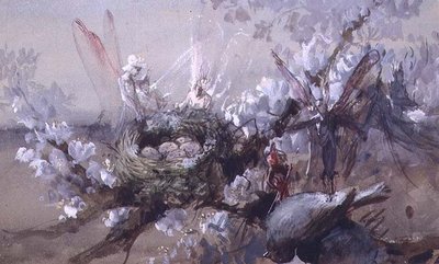 "Kuka tappoi Kukko-Robinin?" (akvarelli) tekijältä John Anster Fitzgerald