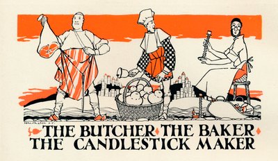 "Teurastaja, leipuri, kynttilänjalkavalmistaja", vuodelta 1925 tekijältä John Archibald Austen
