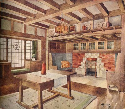 "Olohuoneen suunnittelu pienessä talossa", c1900, 1905 tekijältä John Archibald Campbell