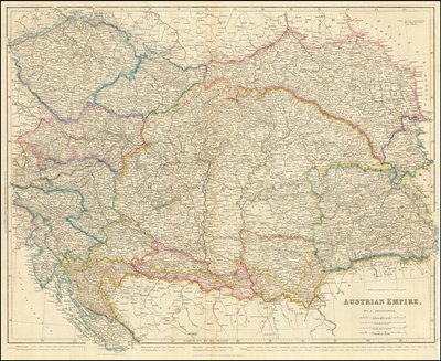 John Arrowsmithin laatima Itävallan valtakunnan kartta vuodelta 1858. tekijältä John Arrowsmith