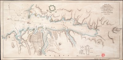 Mustanmeren Sebastopol venäläisen vuoden 1836 kartoituksen perusteella. tekijältä John Arrowsmith