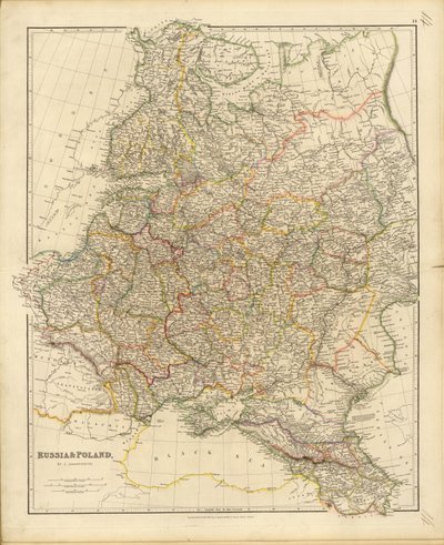 Venäjän ja Puolan kartta, 1832. tekijältä John Arrowsmith