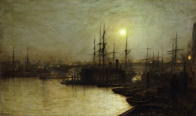 Night Toil, Billingsgate Wharf, tekijältä John Atkinson Grimshaw