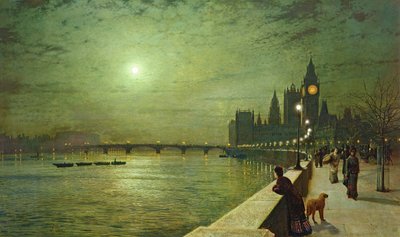 Pohdintoja Thamesin rannalla, Westminsterissä tekijältä John Atkinson Grimshaw