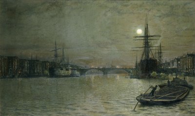 Pool and London Bridge at Night, 1884 tekijältä John Atkinson Grimshaw