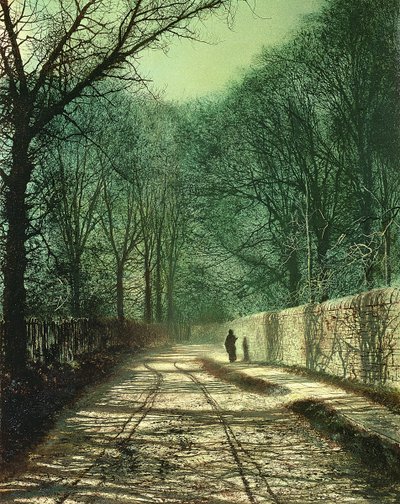Puiden varjot puiston muurilla, Roundhay, Leeds tekijältä John Atkinson Grimshaw