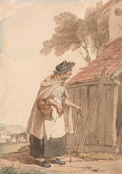 Vanha nainen kantaa koria tekijältä John Augustus Atkinson