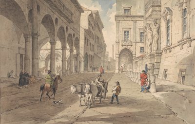 Bologna, Näkymä Strada Maggiorelle tekijältä John Augustus Atkinson