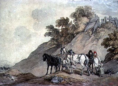 Kärry ja tiimi sorakuolassa tekijältä John Augustus Atkinson