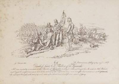 1. kaartin everstiluutnantti William Millerin kuolema Quatre Basin taistelussa tekijältä John Augustus Atkinson