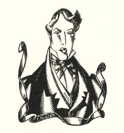 Finis-kuvitus Don Juanille, Lord Byron (litho) tekijältä John Austen