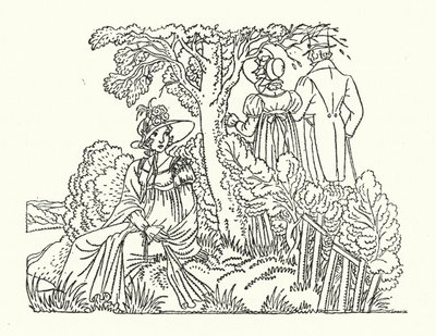 Jane Austenin kuvitus Persuasianille (värilitho) tekijältä John Austen