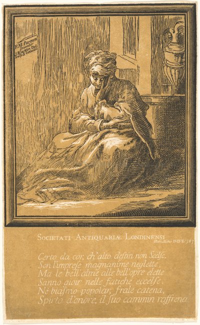 Nainen meditoimassa tekijältä John Baptist Jackson, after Parmigianino