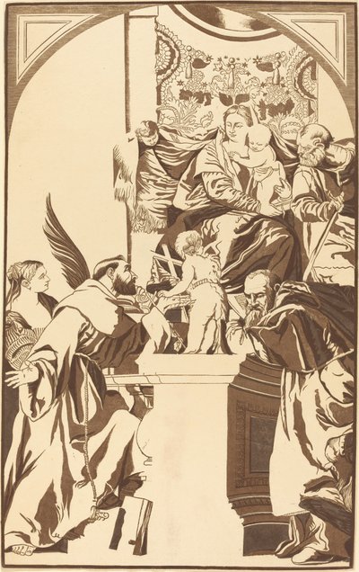 Pyhä perhe ja neljä pyhää tekijältä John Baptist Jackson after Veronese