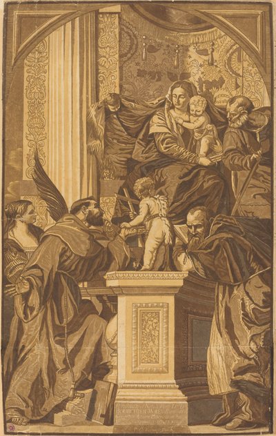 Pyhä perhe ja neljä pyhää tekijältä John Baptist Jackson after Veronese