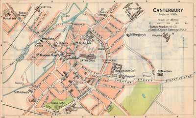 Canterbury, 1900-luku tekijältä John Bartholomew