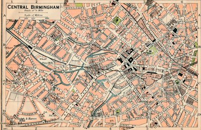 Birminghamin keskusta, 1900-luku tekijältä John Bartholomew