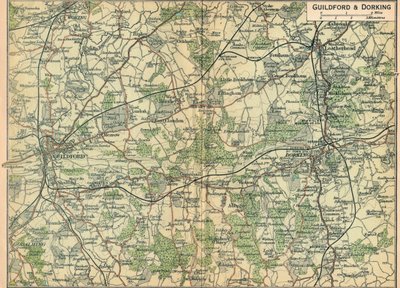 Guildford ja Dorking, 1900-luku tekijältä John Bartholomew