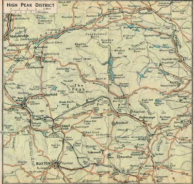 High Peak District, 1900-luku tekijältä John Bartholomew